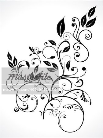 abstract floral with leaf vector illustration