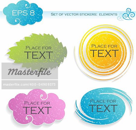 Four elements (stickers). Vector Illustration.