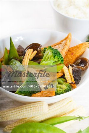 fresh and healthy tofu,bean curd with mix vegetables typical chinese dish