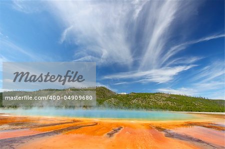 Vivid colors of Grand Prismatic Spring in Yellowstone National Park - USA.