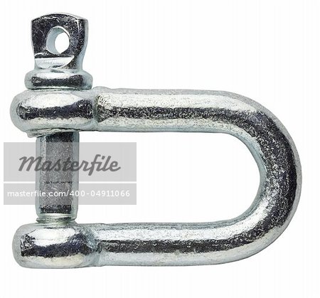 Metal link, carabiner. Isolated on white.