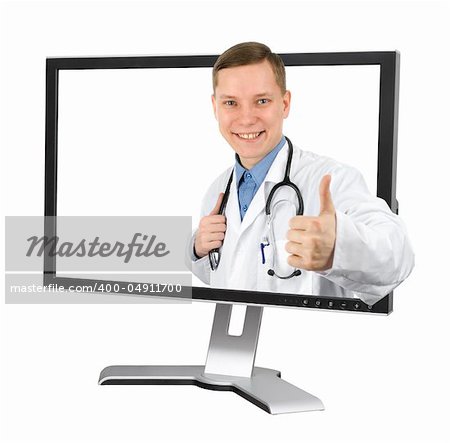 happy doctor showing thumb up sign