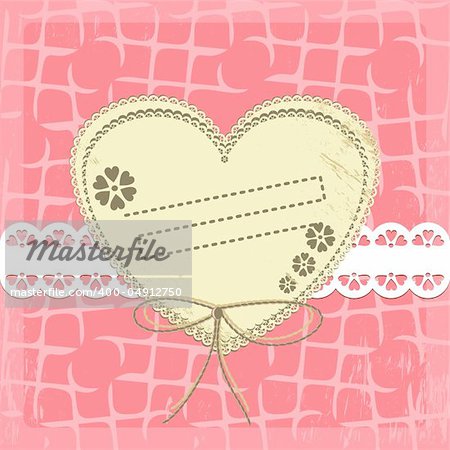 Vintage Frame Design For Greeting Card on lace grange background