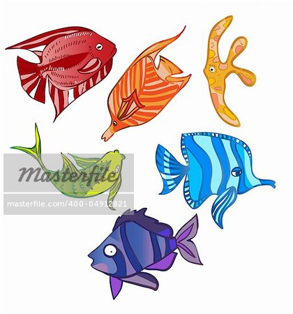 Rainbow emotional fish. Vector illustration