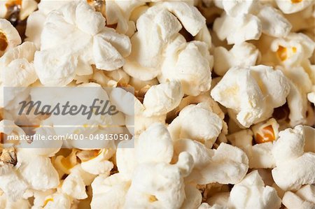 Close-up shot of delicious freshly popped popcorn