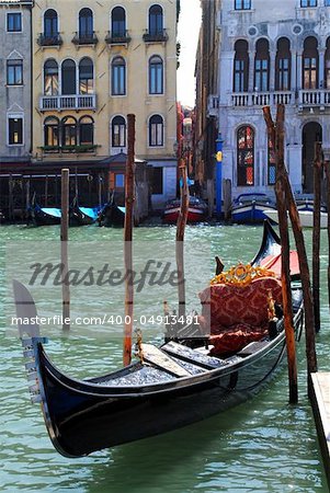 Gondola floating on the water in Venice, Italy