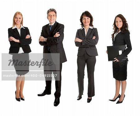 Successful experienced business team. Isolated on white