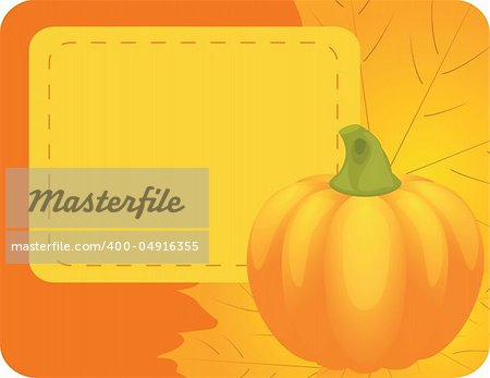 Autumnal orange background with pumpkins and leaves