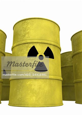 high quality rendering of nuclear waste barrel from below