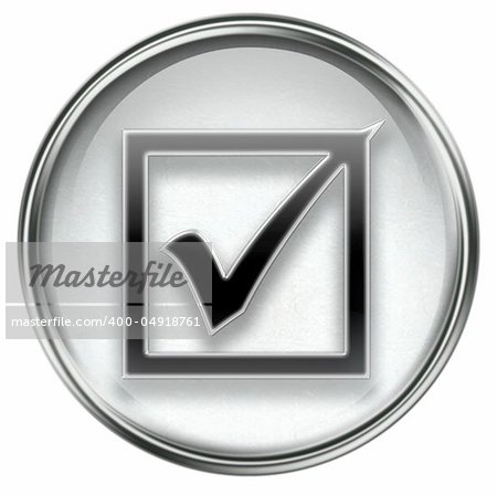 check icon grey, isolated on white background.