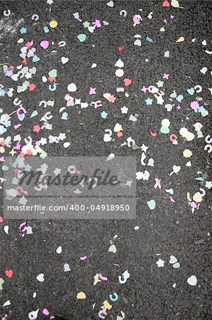 confetti on a church grounds