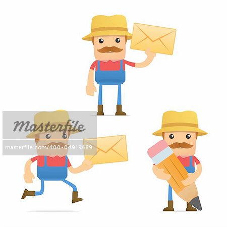 set of funny cartoon farmer in various poses for use in presentations, etc.