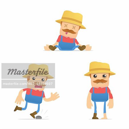 set of funny cartoon farmer in various poses for use in presentations, etc.