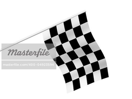 checked flag waving isolated on white background