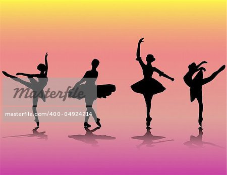 Ballerinas with background - vector