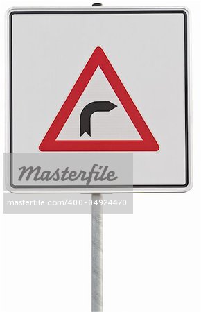 german traffic sign: right turn. isolated on white with clipping path