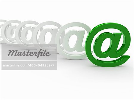 3d green white email sign icon mail