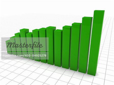 3d graph green diagramm growth chart success