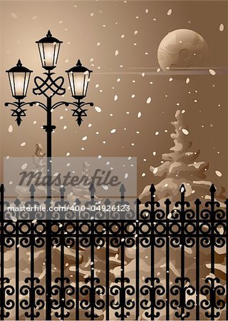 Winter evening. Vector illustration. EPS 8, AI, JPEG
