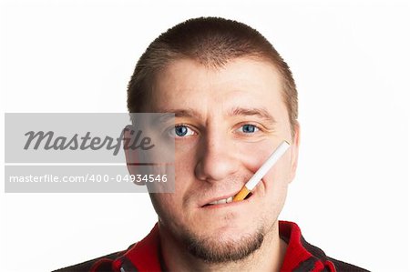 casual short haired middle aged man posing with cigarette
