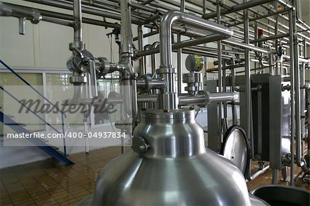 stainless steel pipes valves and pressure tank in factory
