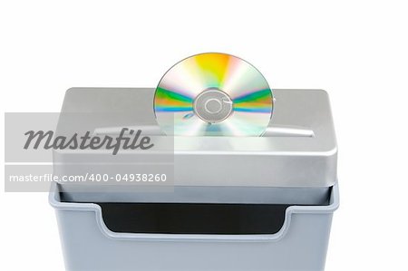 shredding cd media isolated on a white background