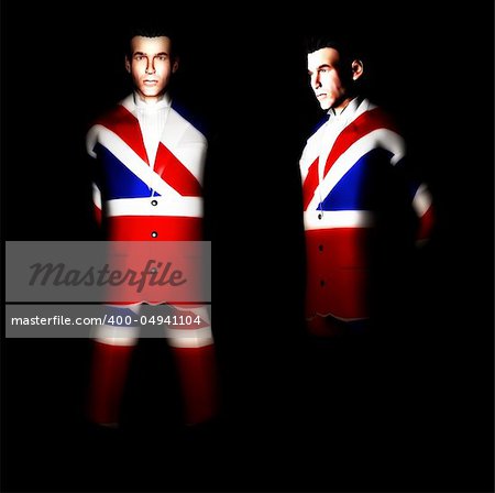 A set of men with the Union Jack flag on their clothing, its the flag of Great Britain