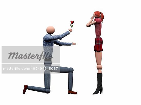 computer generated image of a 3D Couple in love