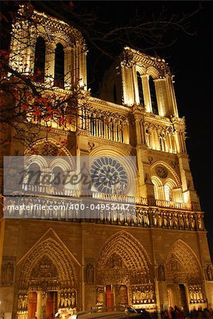 Cathedral of Notre Dame de Paris at night