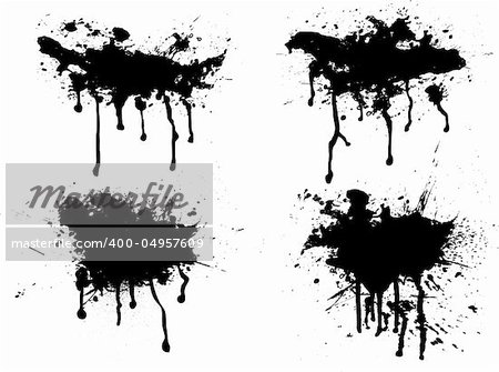 Ink splats with four different variations ideal to place text over