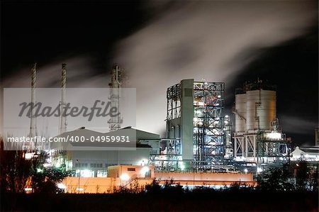 Chemical factory by night