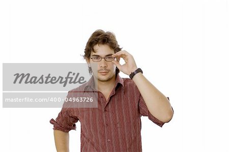 Young confident business man wearing glasses - isolated over white