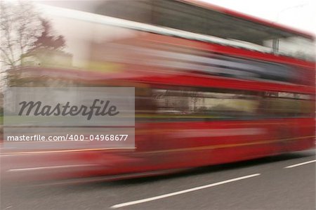 London Bus moving through the shot creating a blurred image