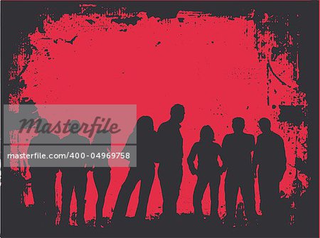 Group of young people on grunge background