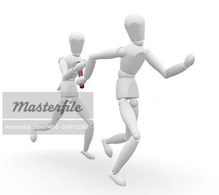 3D render of someone passing the baton