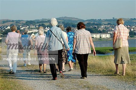 A group of mature ladies on a day trip to North Wales.