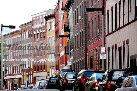 Narrow street in Boston hitorical North End