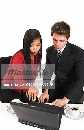 business people at work with laptop