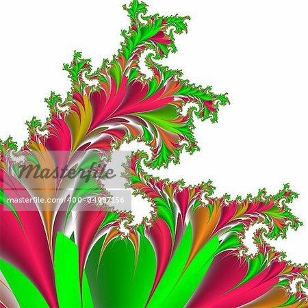 Decorative background, pattern from the bright colors and leaves against the white background.