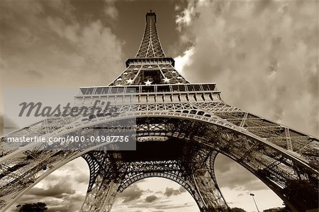 Eiffel Tower in black and white, Paris (France)