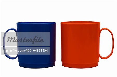 Dark blue and orange mug on a white background