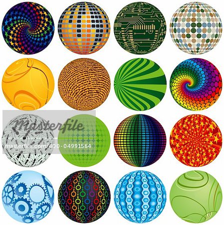 Sixteen Colorful Balls to add to your designs