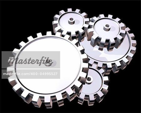 Illustration of highly polished interlocking cogs and gears