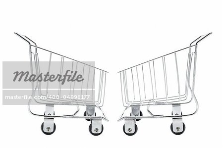 Miniature Shopping Trolleys on White Background