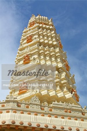 Hindu Temple Gleaming in the Sun with Elephant God