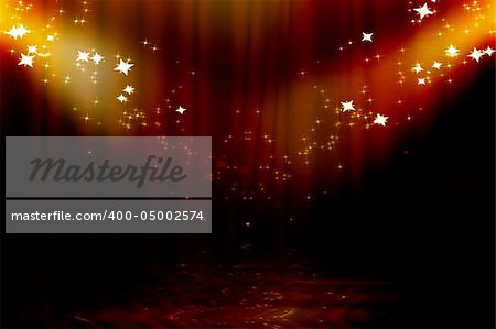 Curtain background with spotlights and sparkles on it