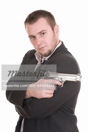 elegant gangster isolated on white background