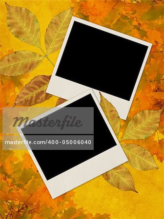 Autumn background with photo frames