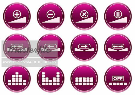 Gadget icons set. White - purple palette. Vector illustration.