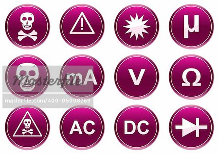 Gadget icons set. White - purple palette. Vector illustration.